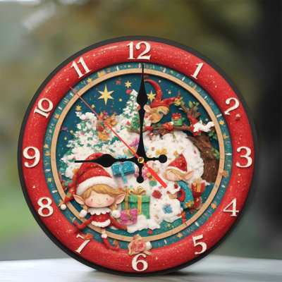 Clock-With-Santa-Holding-Gift