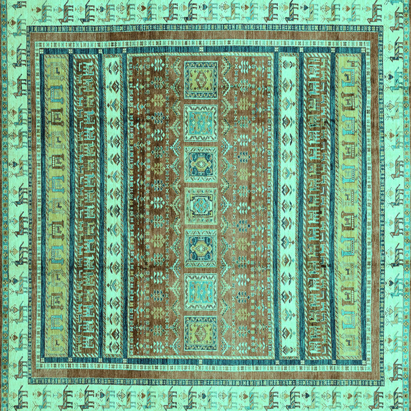Washable Southwestern Indoor Rug, Square 4'
