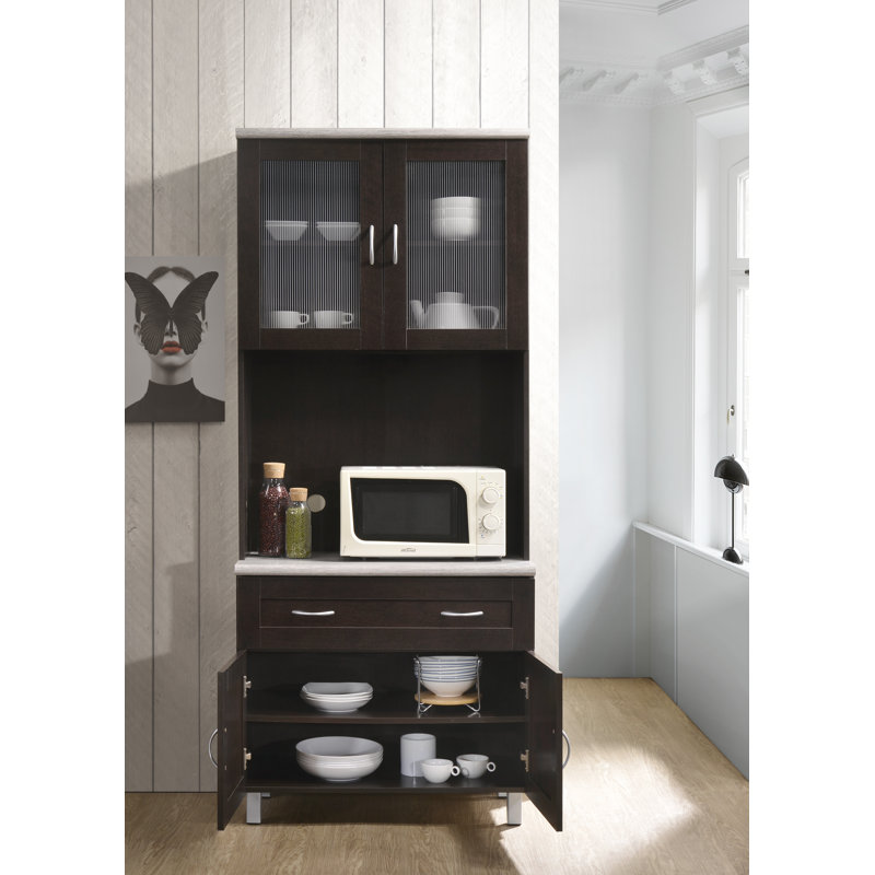 Sideboard with Bar Hutch, Chocolate/Gray