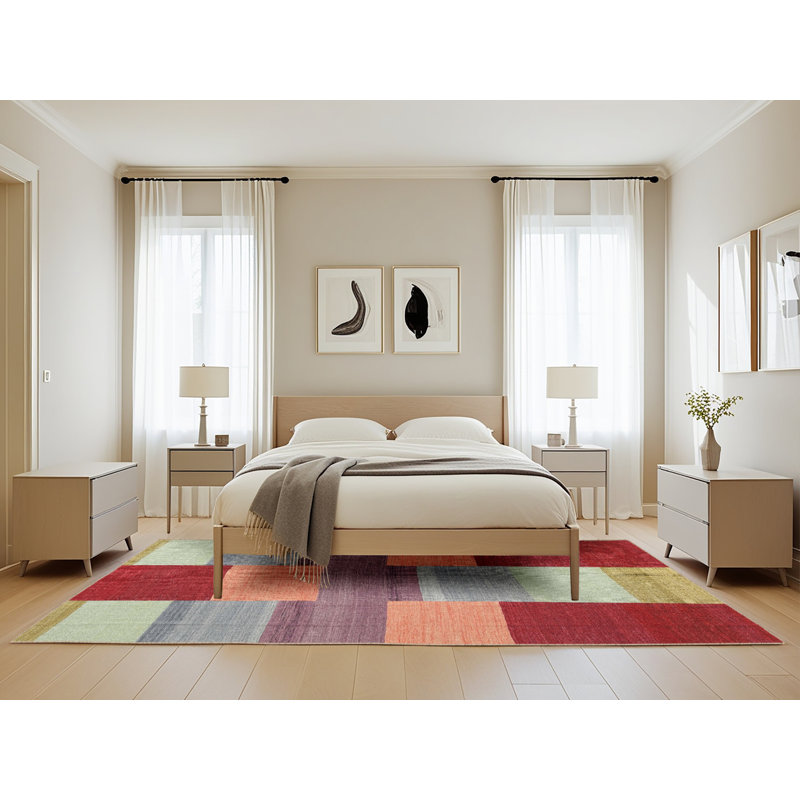 Tapis abstrait rouge / rose, Rectangle 5 pi x 8 pi