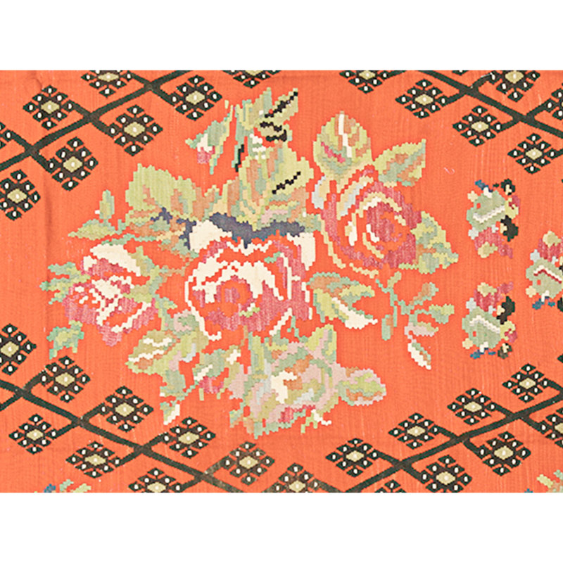 Hand Knotted Wool Area Rug in Red And Rose
