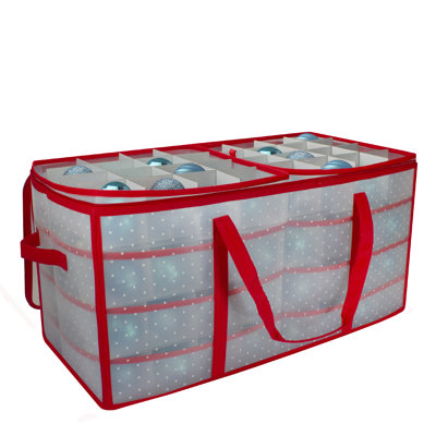 Boîte de rangement de 26,25 po avec fermeture à glissière transparente pour Noël - pouvant contenir 128 ornements