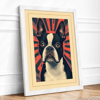 Boston Terrier Rising Retro - Framed Print