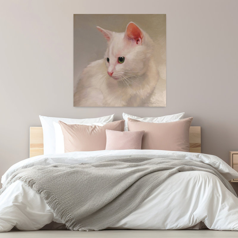 White Kitten Contemporary Cat Art, 32" H x 32" W