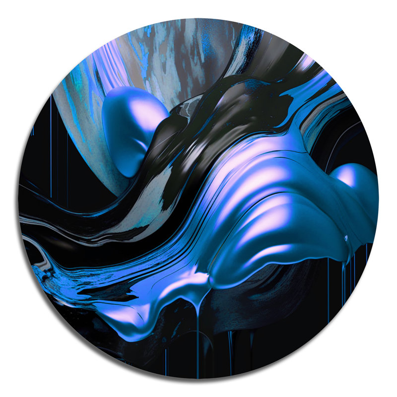 Captivating Marble Ii - Décoration murale abstraite sur métal, L 16 po x H 16 po, Bleu