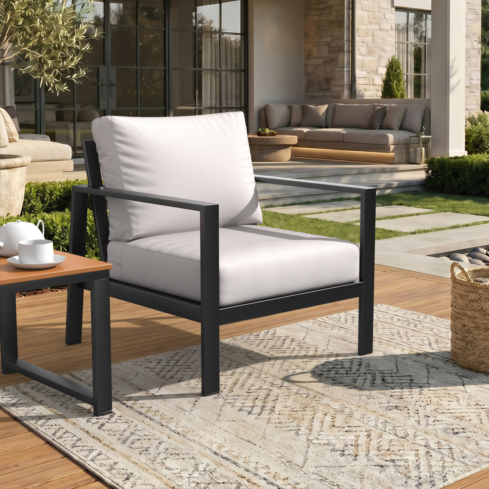 Lani Outdoor Sunbrella Seat/Back Cushion, Play Snow Sunbrella®