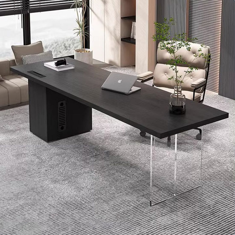Bureau et bibliothèque intégrés modernes et simples, 29.53" H x 62.99" W x 27.56" D, Noir