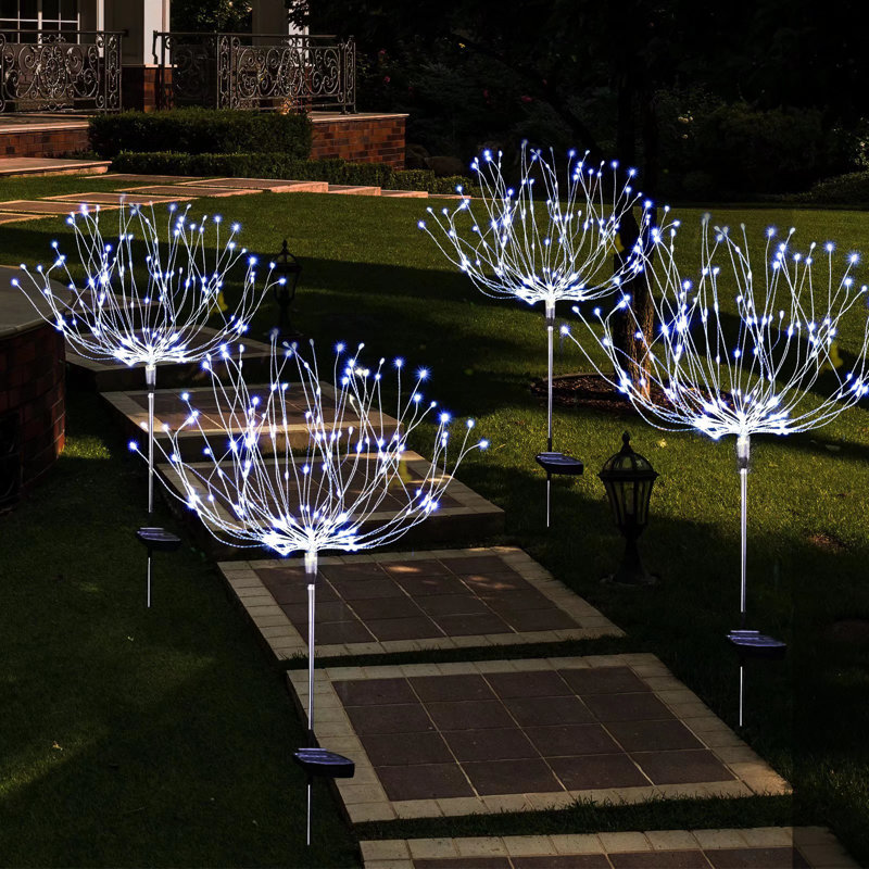8 lumières de jardin d'extérieur imperméables à l'eau avec 8 lumières DEL pour le 4 juillet, Blanc