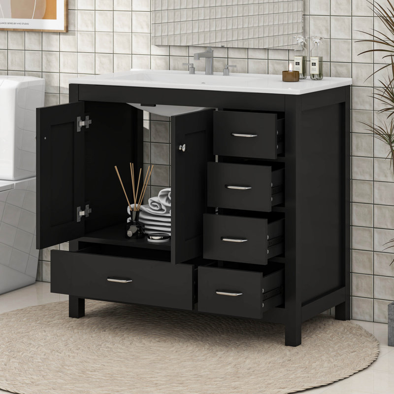 Meuble-lavabo 36 po avec lavabo 36 po, Noir