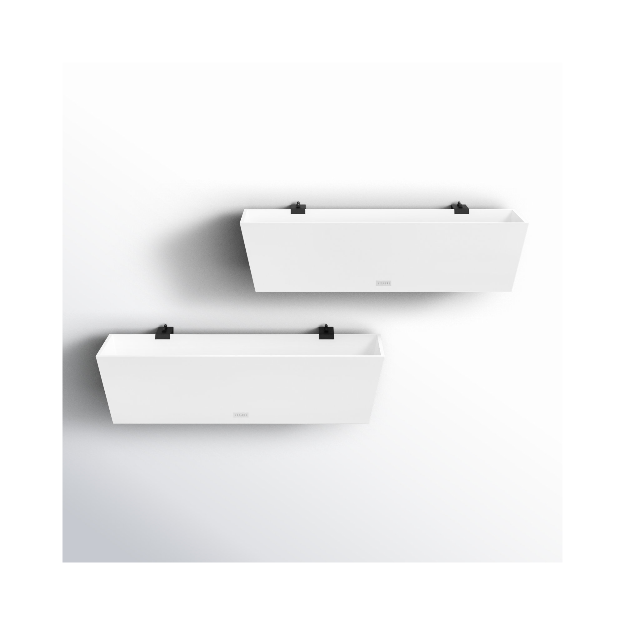 Pure Series Railing Planter, White, 9'' H x 36'' W x 10'' D, Set of 2