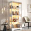 Vitrine avec portes en verre, armoire de rangement à 4 niveaux avec lumière DEL-133572503