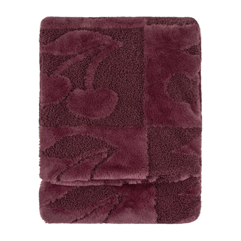 Fur Boucle Cherries Chequered Knitted Blanket