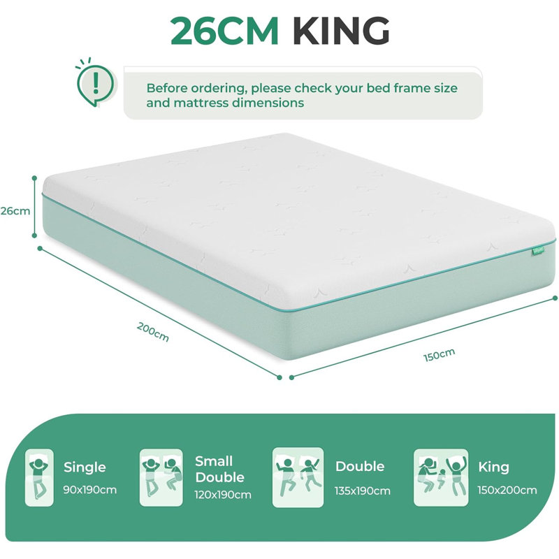 Vesgantti Memory Foam Mattress, 26, Kingsize (5')