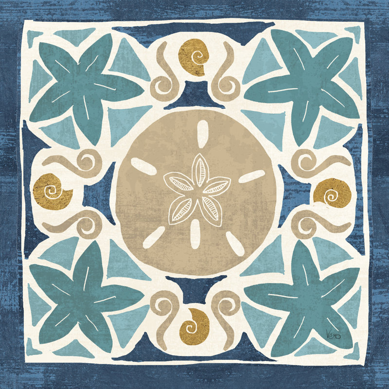 Carreau bleu sous-marin I, Non, H 12 po x l 12 po, Toile tendue