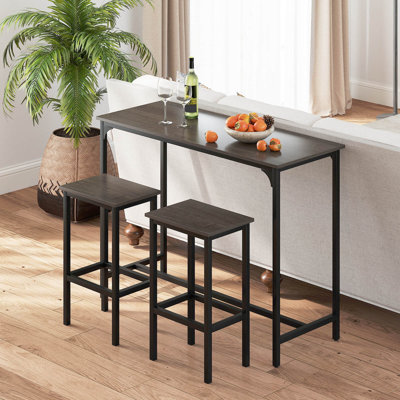 3 Pcs Counter Height Table Set With Footrests Rectangular Pub Table & Chairs by 17 Stories