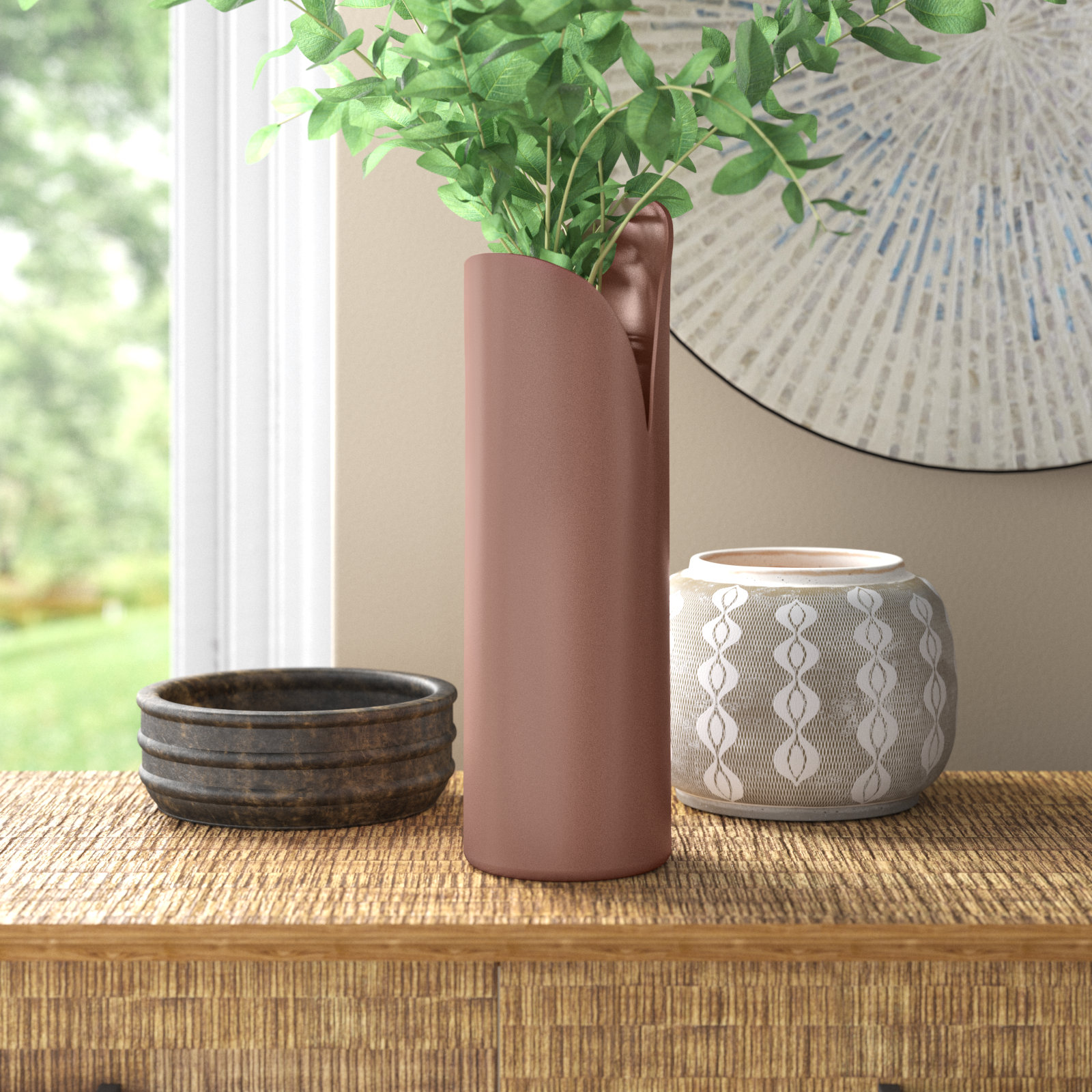 Jenny Iron Table Vase, 15.75" H x 5" W x 5" D, Pink