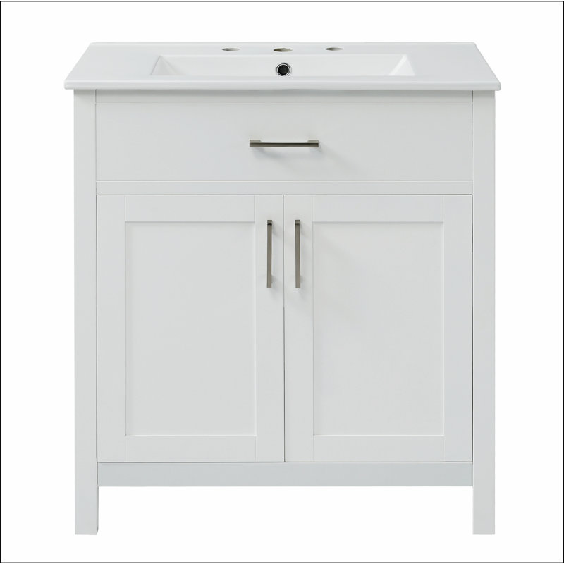 Meuble-lavabo de 30 pouces avec lavabo en céramique et beaucoup de rangement - le choix parfait pour les petites salles de bain