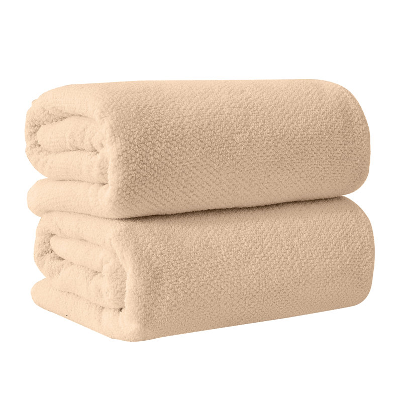 Drap de bain 100% coton texturé, Taupe, Drap de bain - paquet de 2