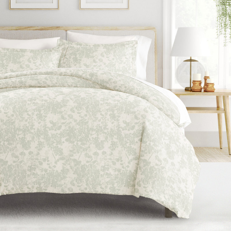 Ensemble de housse de couette 3 pièces à motif ultra doux - Serenity, Double/Grand, Brume verte patinée