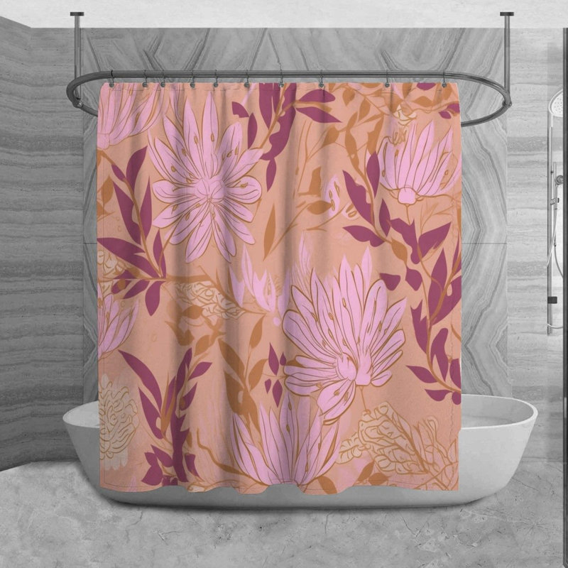 Motif floral de rideau de douche_6023, H 84 po x l 70 po