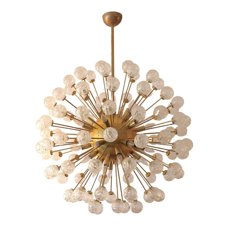 Murano  Light Rose Sputnik? Sphere Chandelier, Gold, Black Bronze, 18" Diameter x 28" Height
