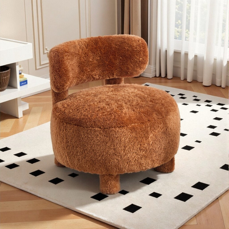 Fauteuil d'appoint à oreilles en peluche - Support ergonomique avec capacité de 250 lb, Brun