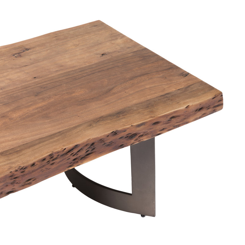 Table basse en bois massif Burnell, Brun pâle