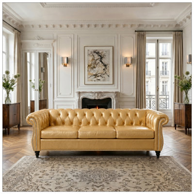 Canapé Chesterfield à accoudoirs roulés 3 places 84,65 po