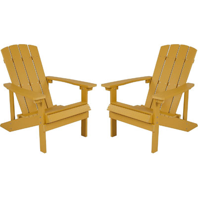 Charlestown Poly Resin Adirondack Chair - Yellow - All Weather - Indoor/Outdoor - Set Of 2
