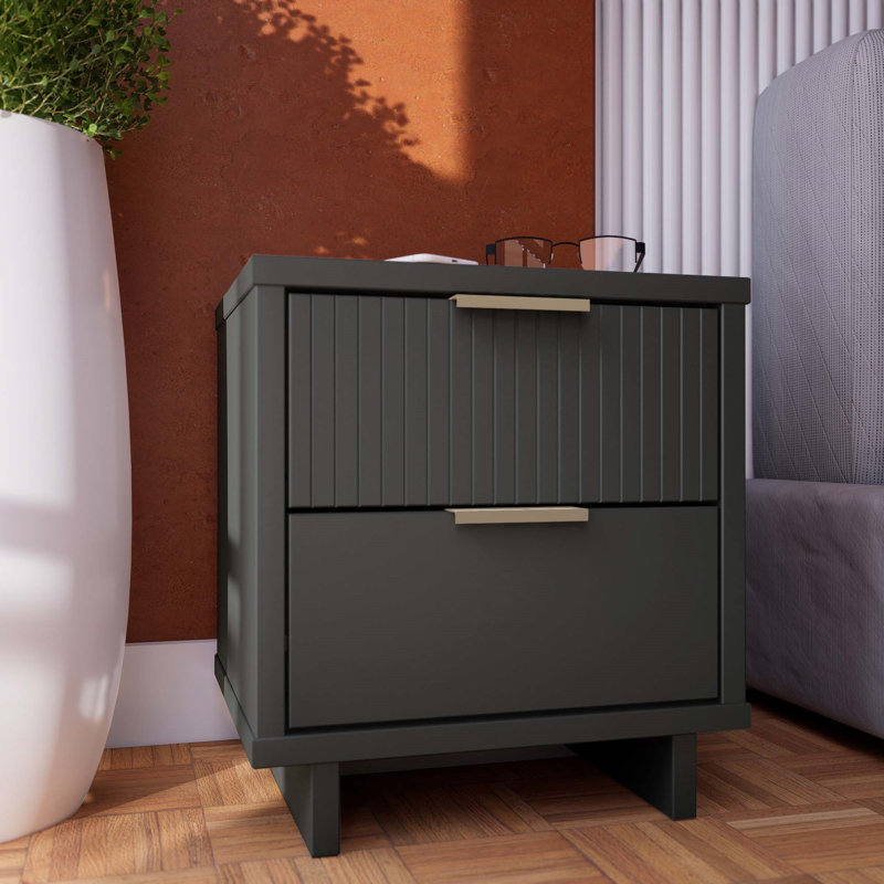 Granville 18" Nightstand In Charcoal Gray  (Only Nightstand), Charcoal 