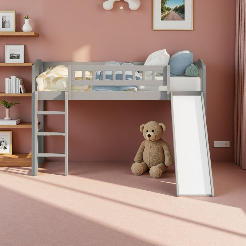 Lit mezzanine simple avec glissoire et échelle