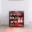 Armoire à chaussures noire 4 niveaux avec porte en verre et vitrine à chaussures en verre