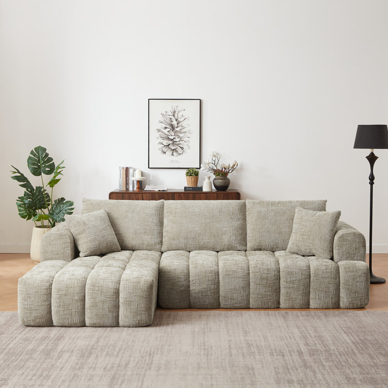 Canapé modulaire surdimensionné en L surdimensionné, Chenille kaki