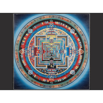 Hand-Painted “Wheel of Time” Kalachakra Mandala Thangka – 24" Square Wall Art with Genuine 24-Karat-Gold Accents