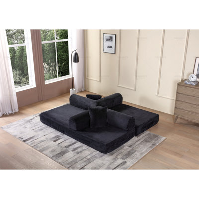 Canapé-lit convertible avec coussin cylindrique - Coussin de matelas pliable en velours côtelé sans cadre avec cadre de forme fixe pour le salon, la chambre à coucher, le salon, le studio - ROSE