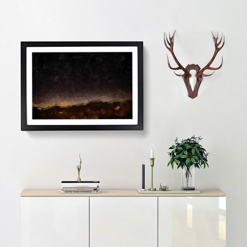 Stars over Trigance in France - Picture Frame Graphic Art Print, 62cm H x 87cm W x 2cm D, Black Framed