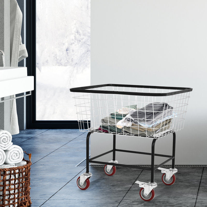 Metal Laundry Cart with Wheels, Gray
