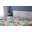 Bleu sarcelle foncé, corail / floral
