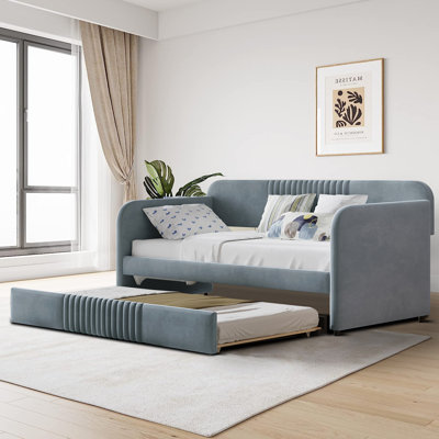 Boonsboro Modern Style Upholstered Daybed with Trundle Bed for bedroom -  Everly Quinn, B6116B65654046AA8A2BC5AA11471F06