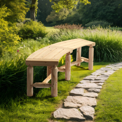 56 In. 2-Person Fir Curved Outdoor Bench
