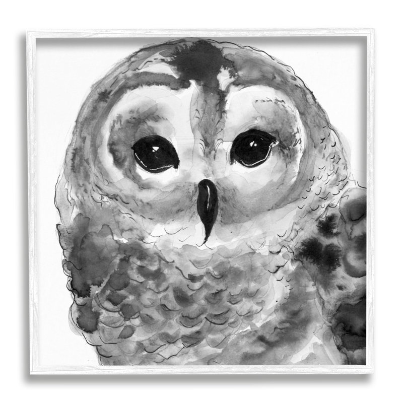 Tranquil Barn Owl, L 12 po x H 12 po, Giclée encadrée blanc bord de mer