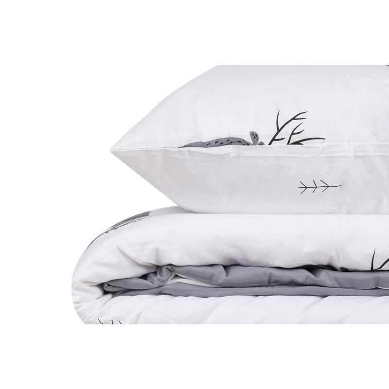 Ensemble de housse de couette 100% coton gris / blanc / noir Keiper, Twin Duvet Cover + 1 24" x 24" Pillowcase