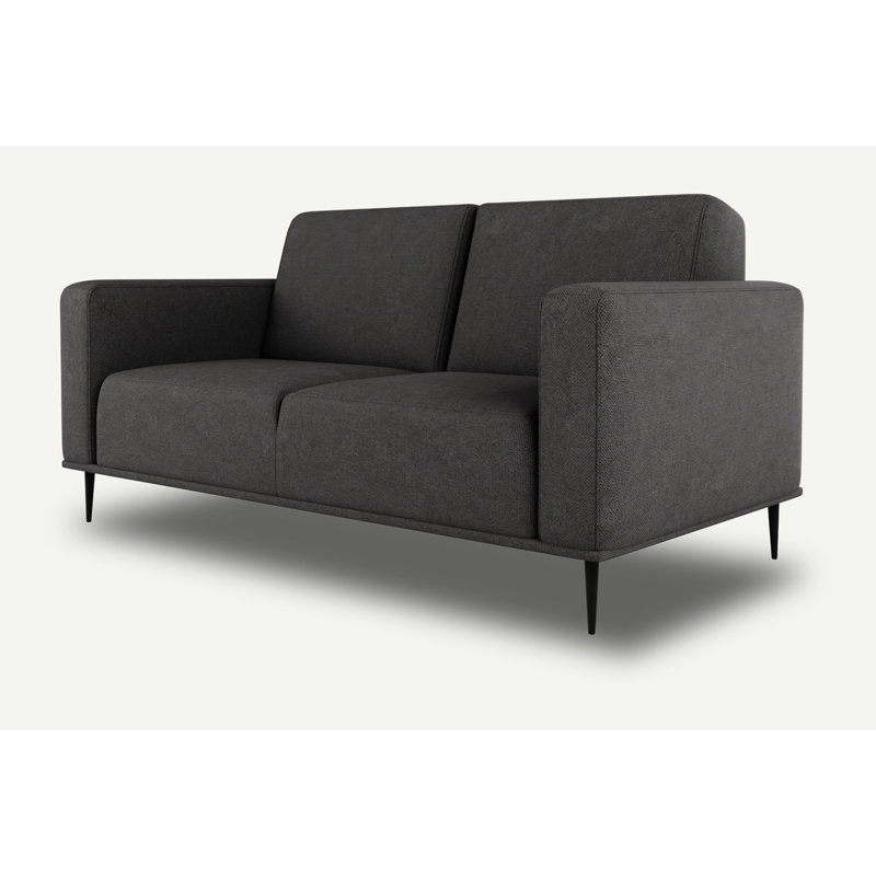 Daglas Modern Sofa, Black, 2, 77cm H x 164cm W x 90cm D