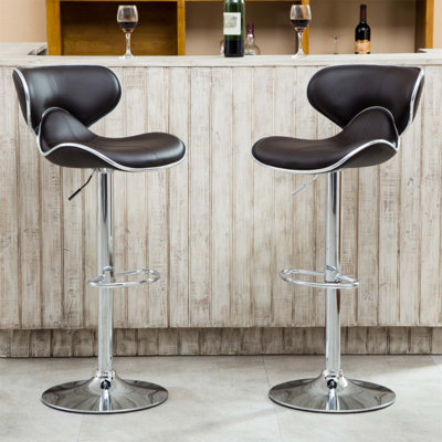 Ensemble de 2 tabourets pivotants réglables Masaccio avec base chromée Airlift, parfait pour les sièges modernes et confortables