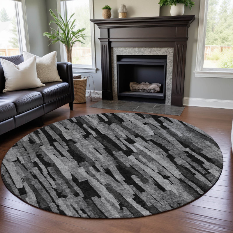 Tapis à rayures de qualité supérieure lavable à la machine Dahl AMF1079, Rond 8 pi