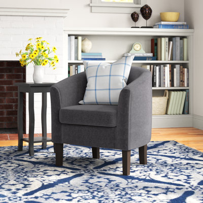 Munson 26.77" Wide Linen/Polyester Upholstered Barrel Chair