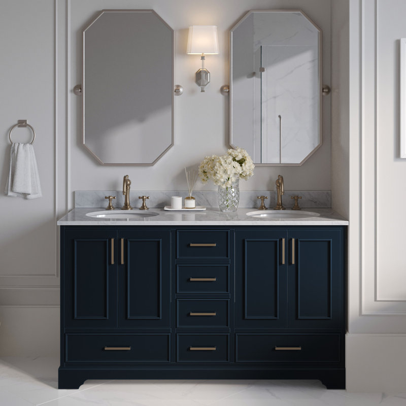 Ensemble de meuble-lavabo double avec dessus Abita 61, Bleu minuit