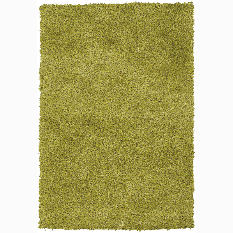 Callum Authentic Hand-Woven Handmade Yellow-Green Modern Shag Polyester Area Rug, Rectangle 4' x 6', Yellow/Green