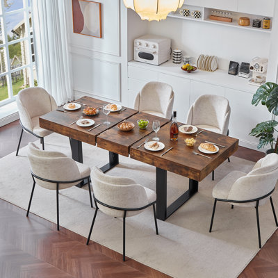 Extendable Wooden Dining Table(Single Table, Shipped in 2 Packages)