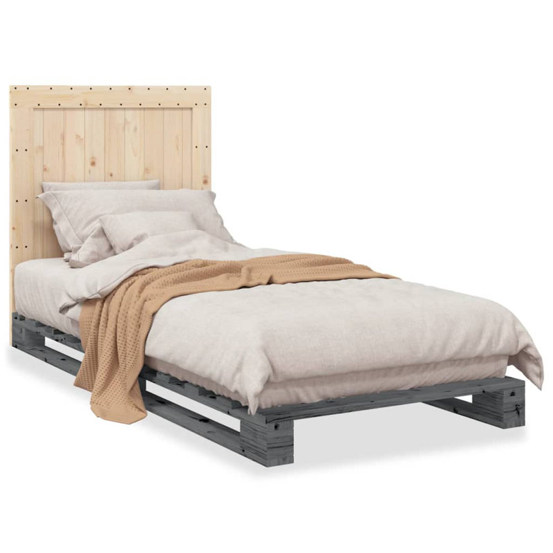Oakfield Solid Wood Bed, Grey, EU Single - 90 x 200 cm